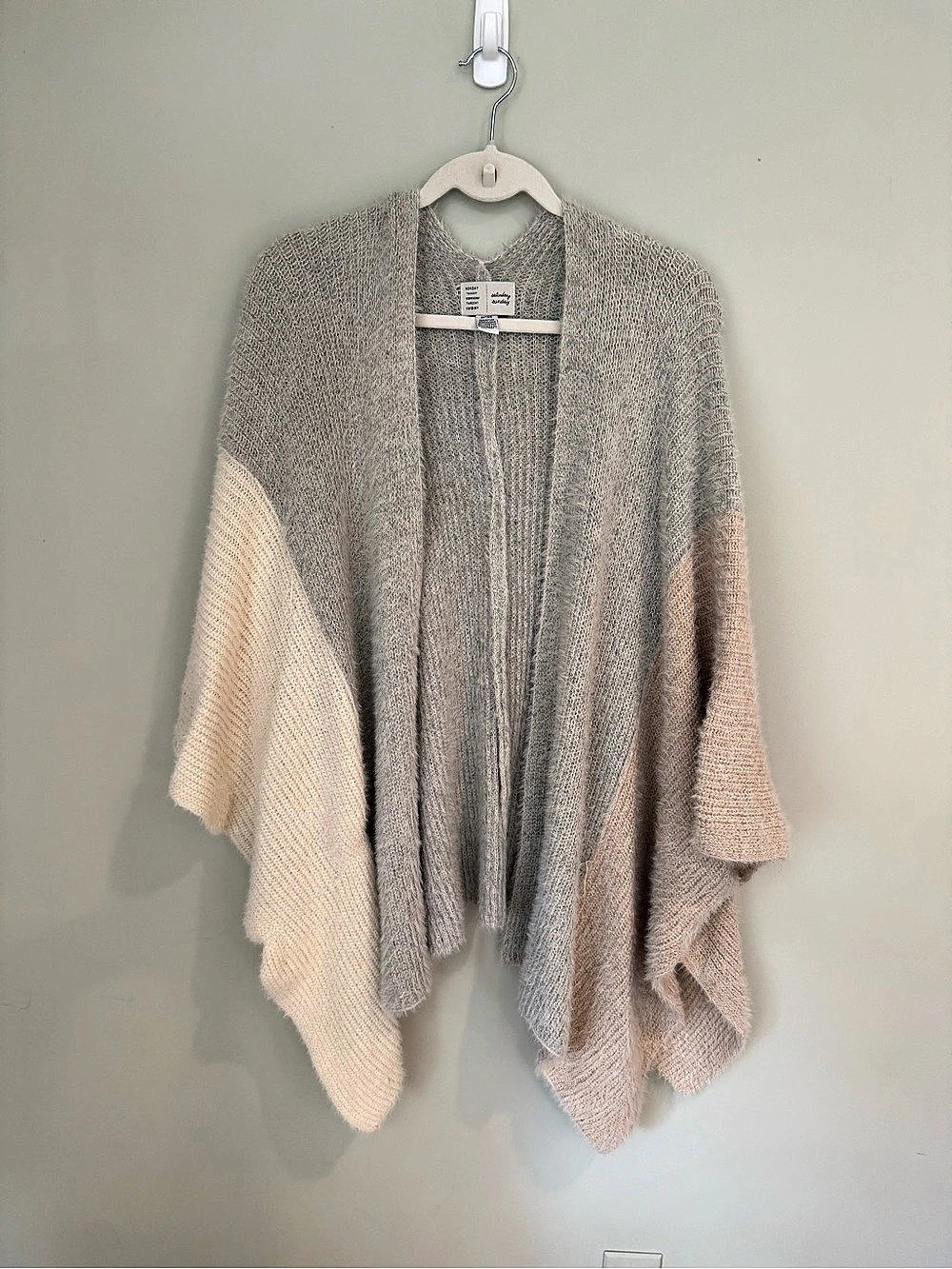 Saturday Sunday Colorblock Oversized Knit Cardigan Poncho